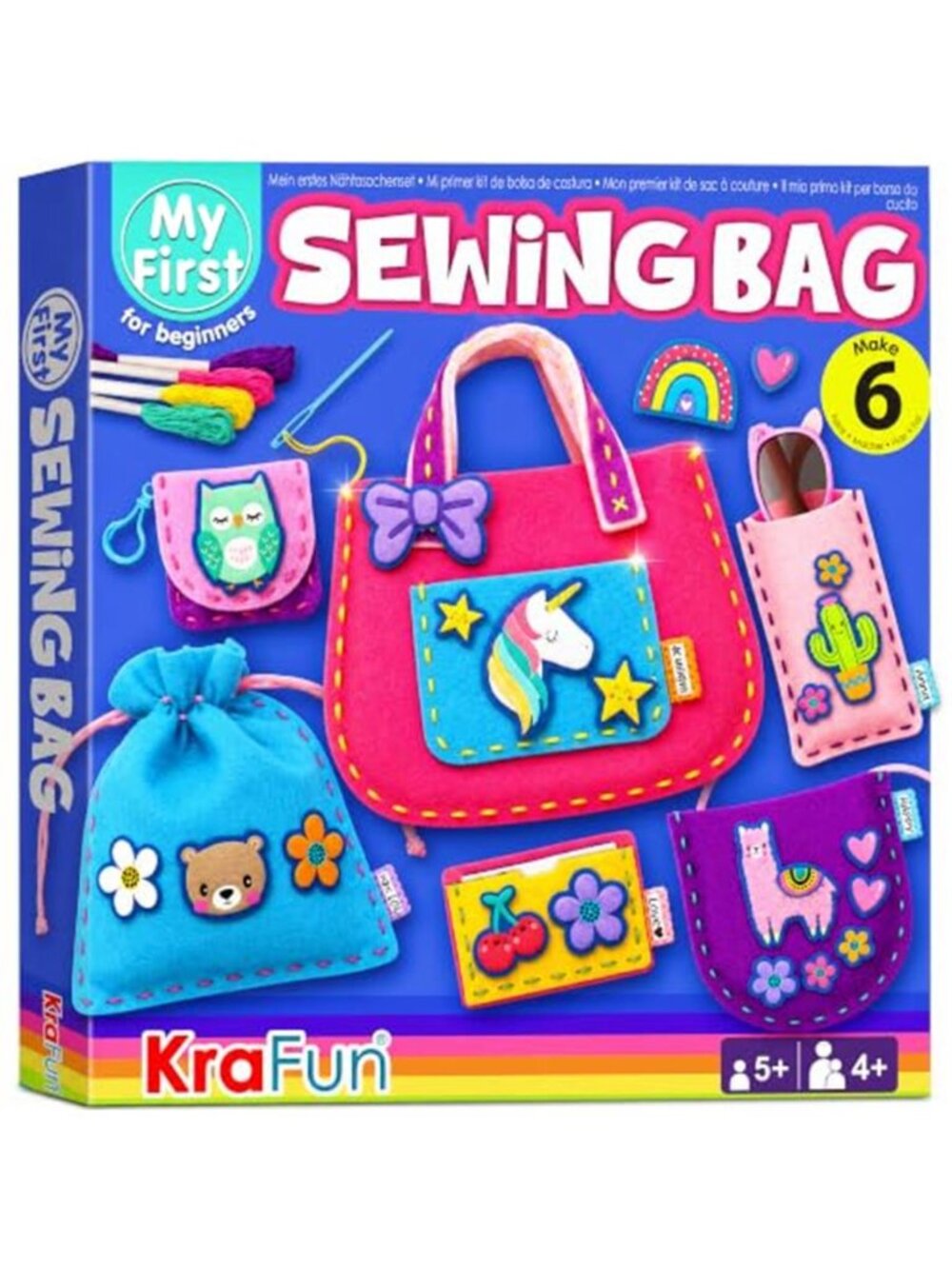 Kids Beginner Sewing Kit 6 DIY Animal Bag Projects Girls Boys Ages 5 12 Gift